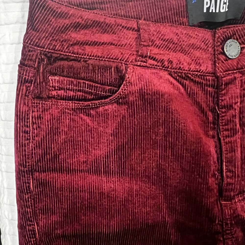 Paige Hoxton Ultra Skinny - stretch red velvet cords perfect for the holidays!